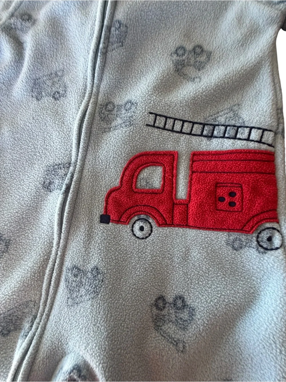Carter’s Fleece Fire Truck Footed Sleeper Pajamas 18M Zip
